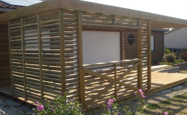 Réalisation d'une pergola par Barbarit Texier, menuisier à La Ferrière